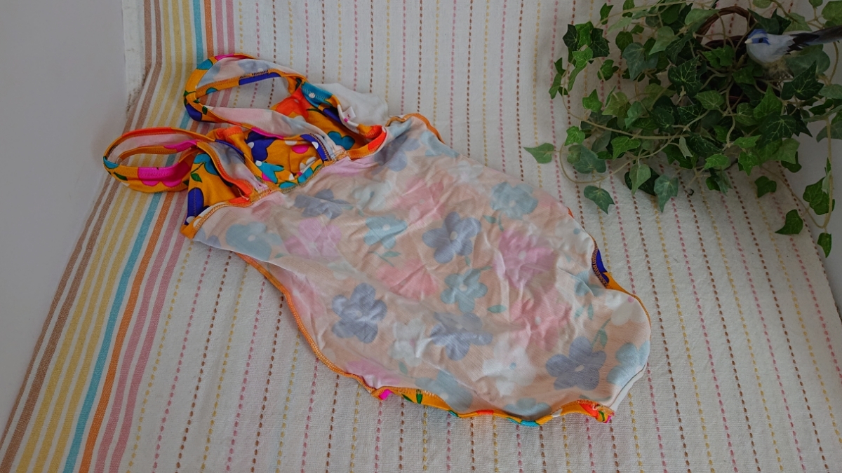 *.... size * orange series * retro flower pattern. One-piece swimsuit *140*