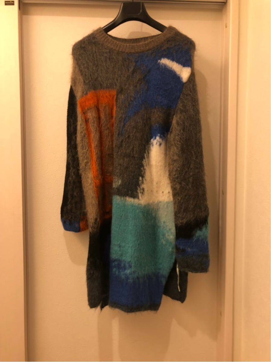 オフホワイト OFF-WHITE 17AW マルチカラーモヘア混ロングニット S knit