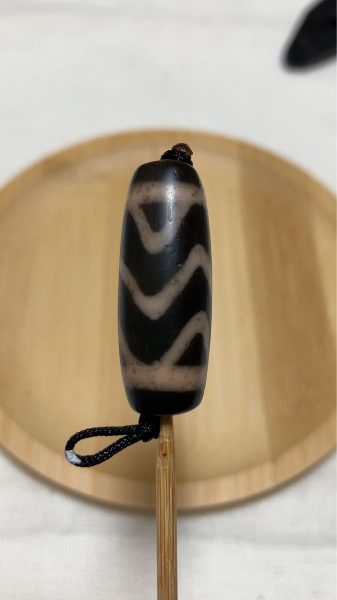 高級手作り天珠 ジービーズ 金剛水紋六眼天珠 32.9mm×12.2mm 順風満帆 財運 事業運上昇