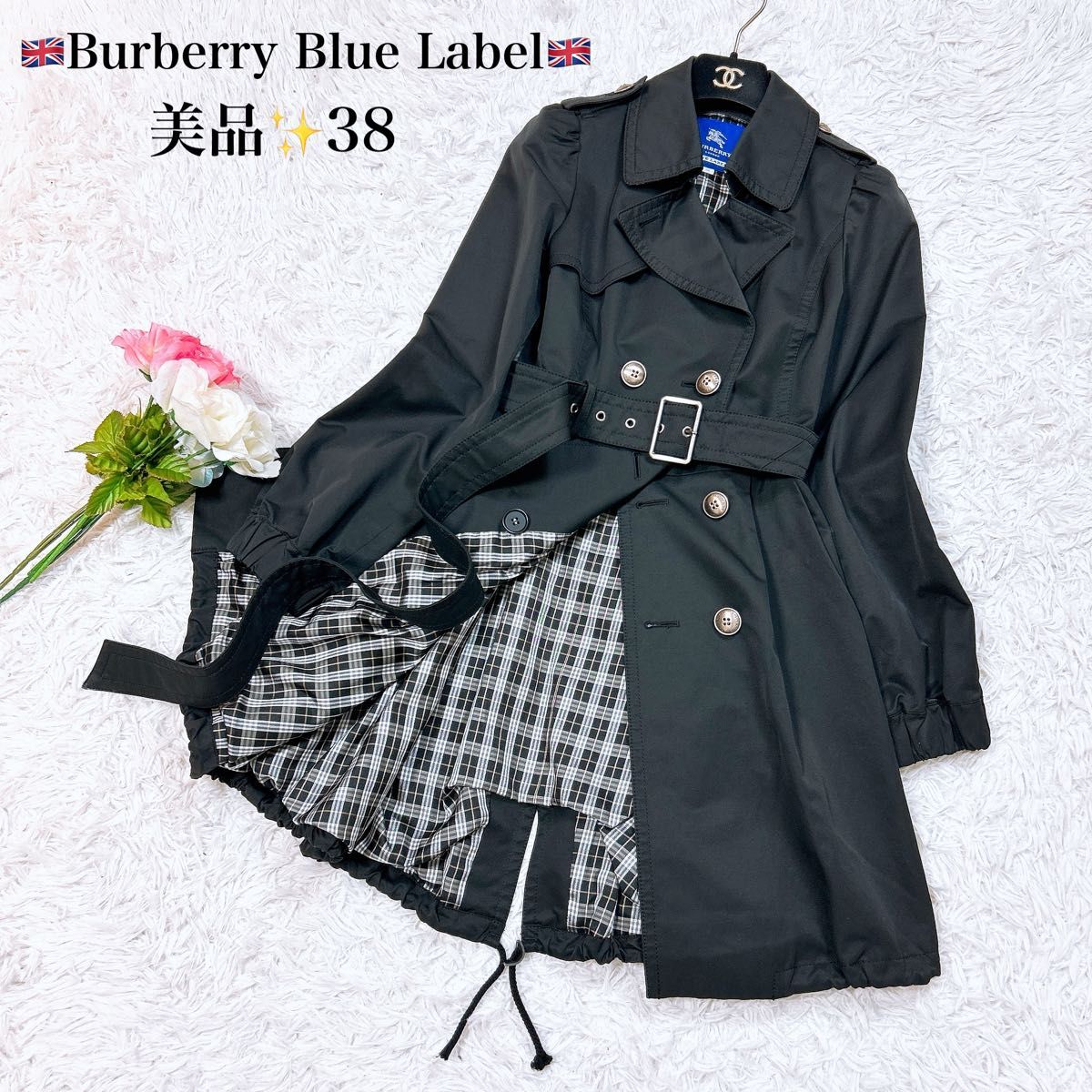 人気♡バーバリーブルーレーベル ライナー付き トレンチコート 38 M 希少】バーバリーブルーレーベル トレンチコート Lサイズ ベルト