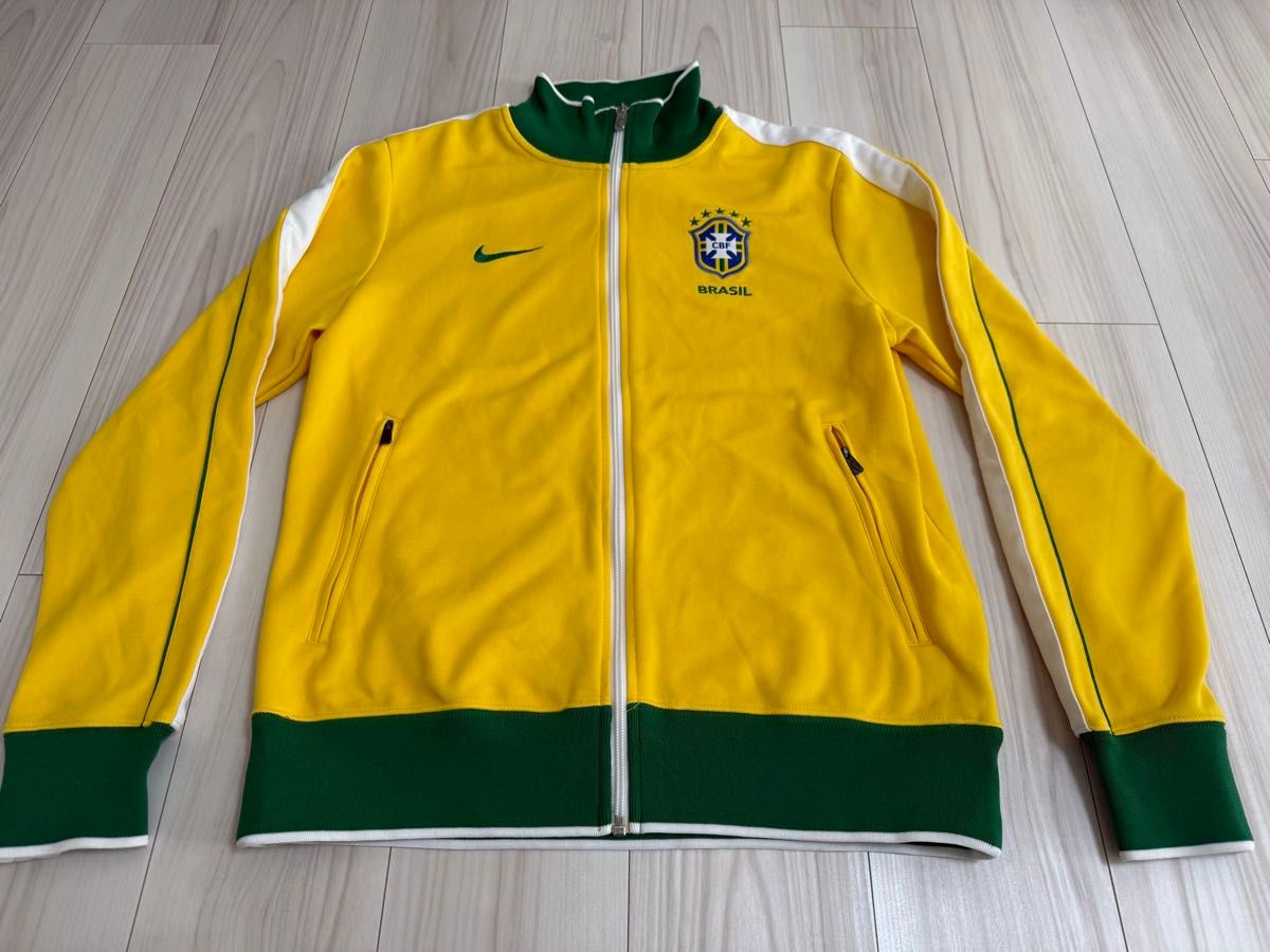 NIKE トラックジャケット ブラジル代表 黄 緑 M ジャージ ジップ NIKE トラックジャケット ブラジル代表 黄 緑 M ジャージ ジップ