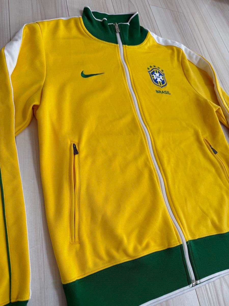 NIKE トラックジャケット ブラジル代表 黄 緑 M ジャージ ジップ NIKE トラックジャケット ブラジル代表 黄 緑 M ジャージ ジップ