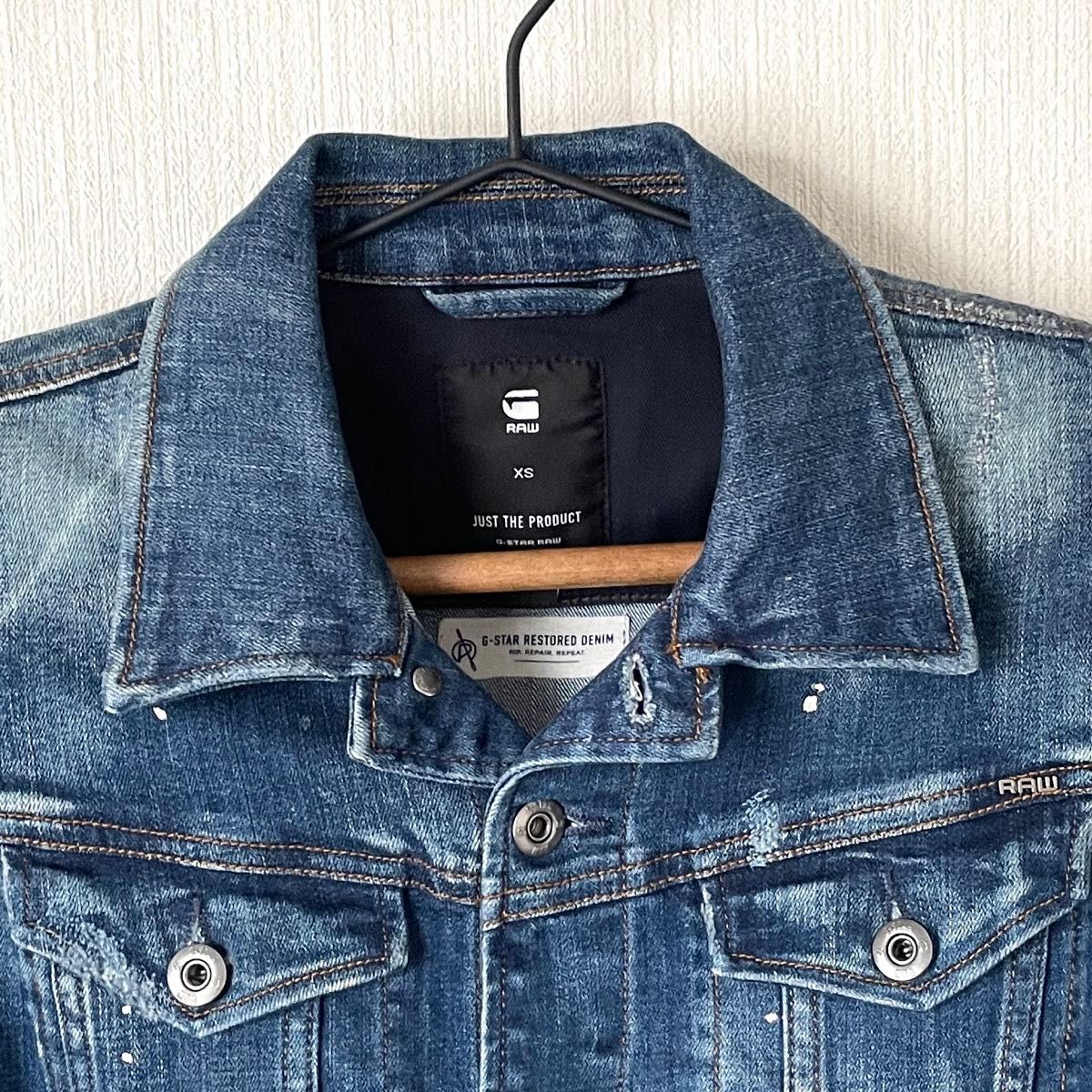 G-STAR RAW】ジースターロゥ デニムジャケット ロック ペンキ G-STAR RAW】ジースターロゥ デニムジャケット ロック ペンキ