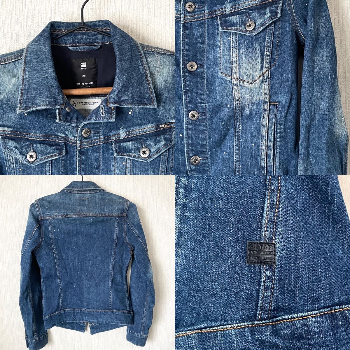 G-STAR RAW】ジースターロゥ デニムジャケット ロック ペンキ G-STAR RAW】ジースターロゥ デニムジャケット ロック ペンキ