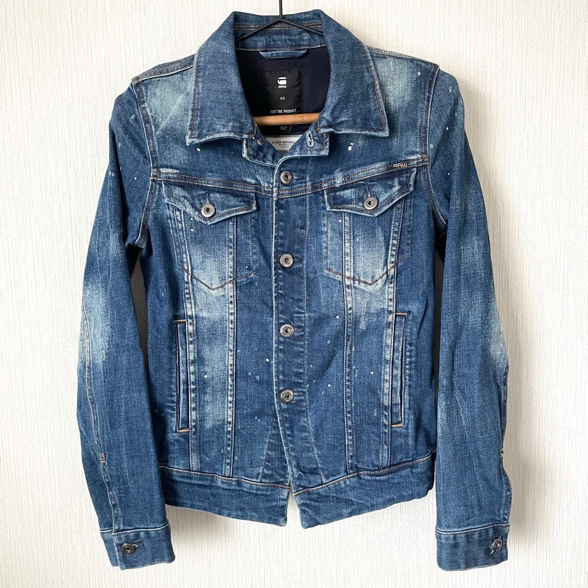 G-STAR RAW】ジースターロゥ デニムジャケット ロック ペンキ G-STAR RAW】ジースターロゥ デニムジャケット ロック ペンキ