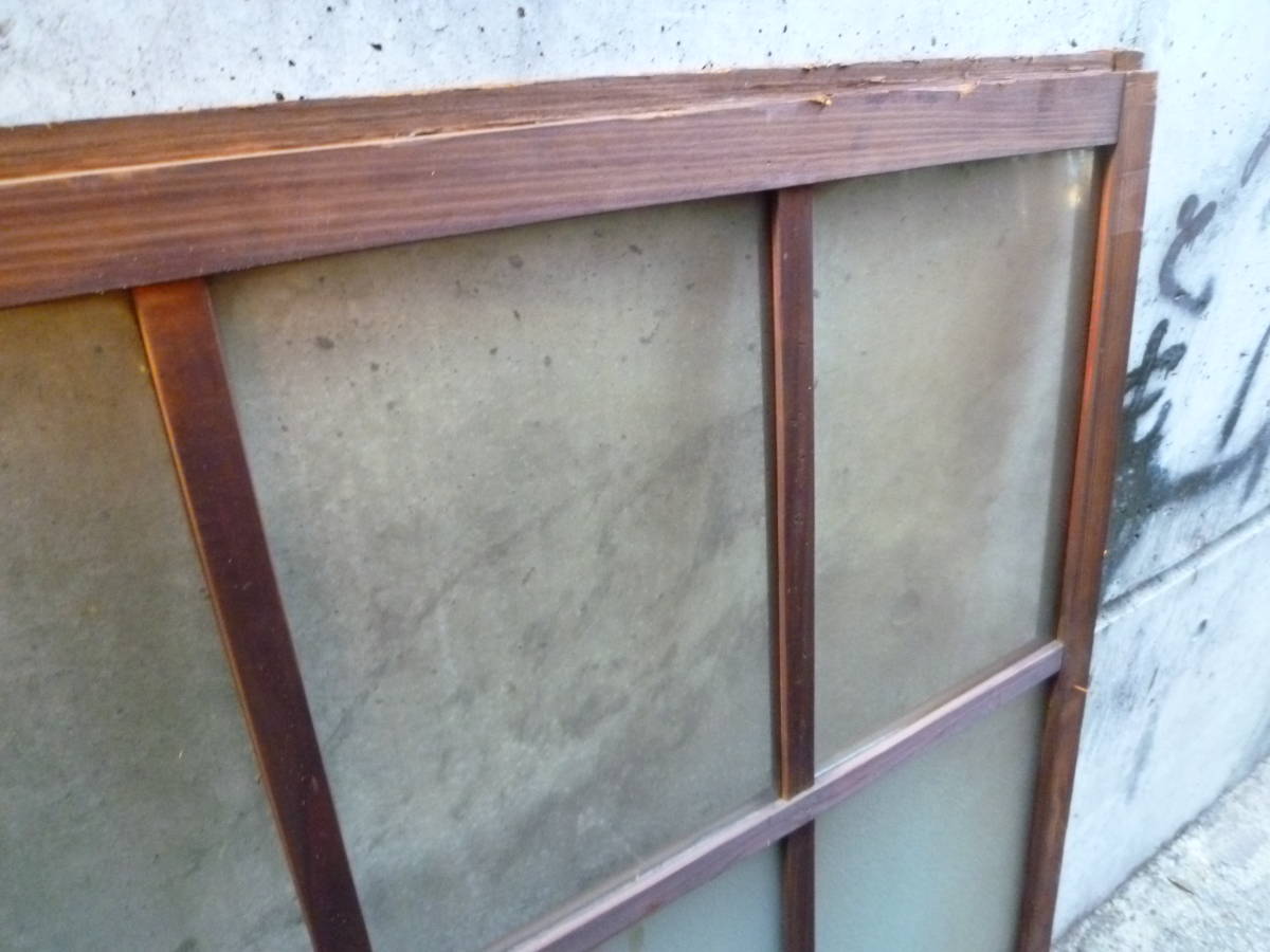M6622 Kyoto old Japanese-style house .. retro glass Vintage wooden sliding door 1 sheets fittings (3111)[ mailing address is company office work place store limitation ][ private person sama is Seino Transportation department stop ]