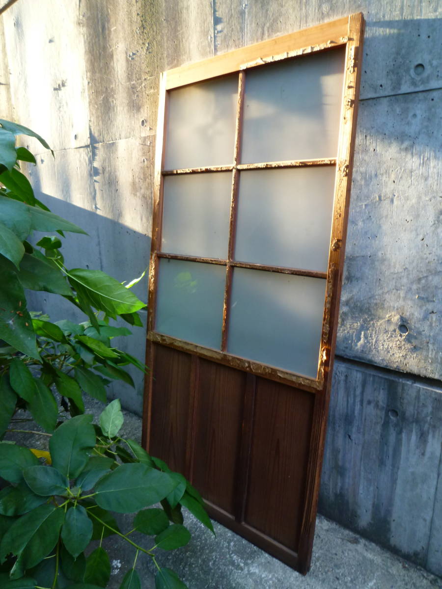 M6617 Kyoto old Japanese-style house .. retro glass Vintage wooden sliding door 1 sheets fittings (3111)[ mailing address is company office work place store limitation ][ private person sama is Seino Transportation department stop ]