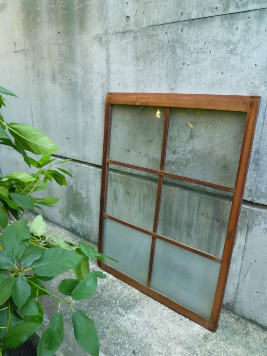 M6628 Kyoto old Japanese-style house .. retro glass Vintage wooden sliding door 1 sheets fittings (3111)[ mailing address is company office work place store limitation ][ private person sama is Seino Transportation department stop ]