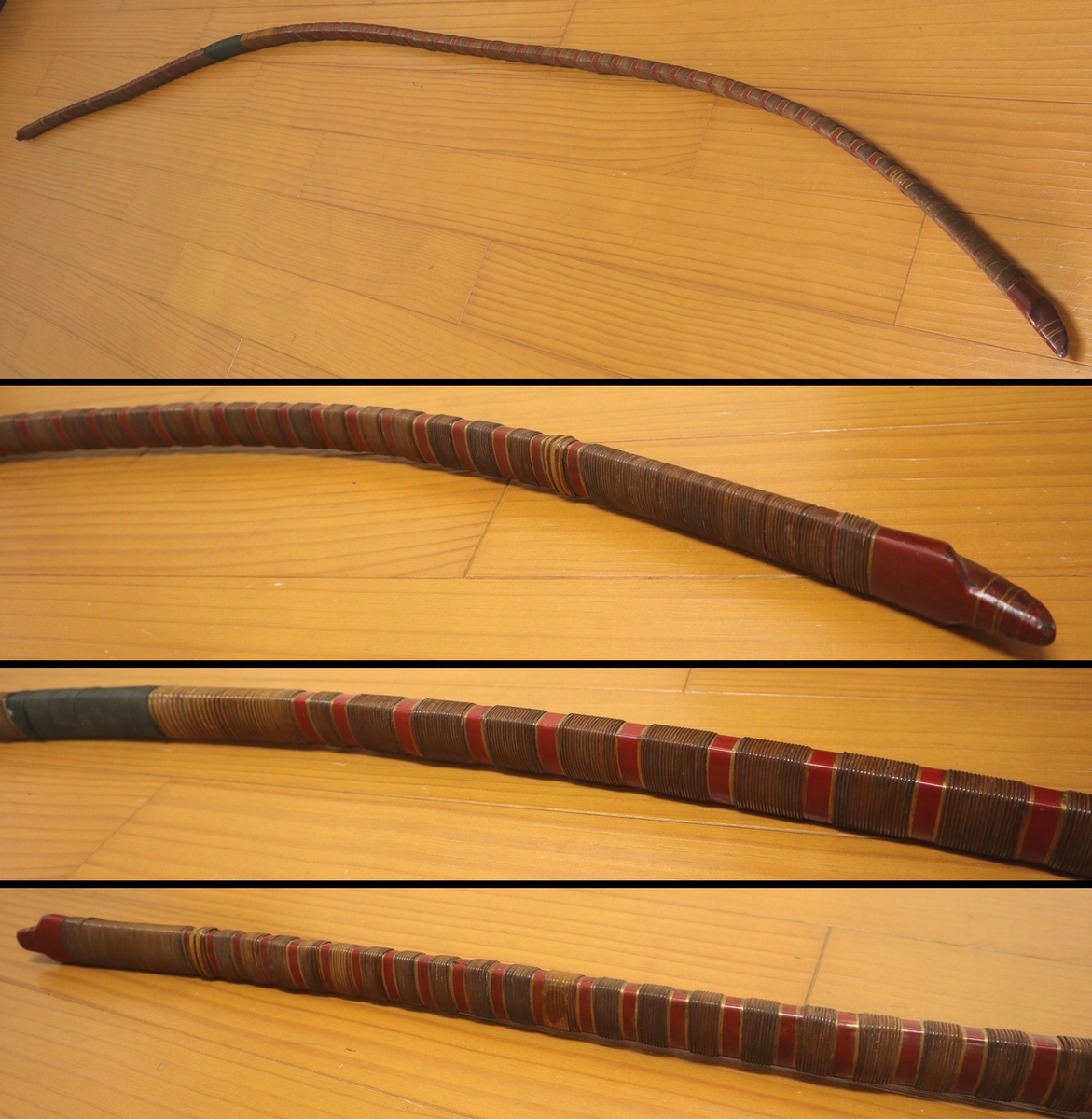 無二物!【重藤の弓】223cm 在銘 朱漆塗籐巻弓 並寸 小笠原流/古 無二物!【重藤の弓】223cm 在銘 朱漆塗籐巻弓 並寸 小笠原流/古