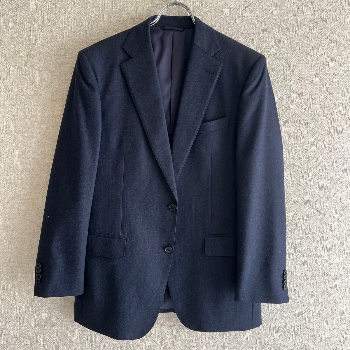 美品 ネイビー ウール スリーピーススーツ ビジネス サイズL相当 美品 ネイビー ウール スリーピーススーツ ビジネス サイズL相当