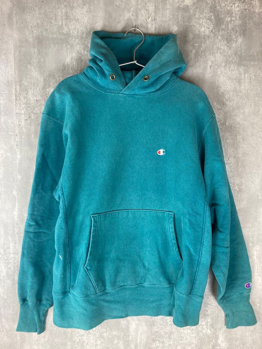 champion】リバースウィーブ USA製 90's フーディ ターコイズ champion】リバースウィーブ USA製 90's フーディ ターコイズ