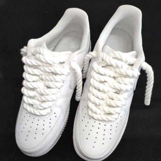 27 5cm ナイキ エアフォースワン ロープカスタム ALL WHITE ROPE 27 5cm ナイキ エアフォースワン ロープカスタム ALL WHITE ROPE