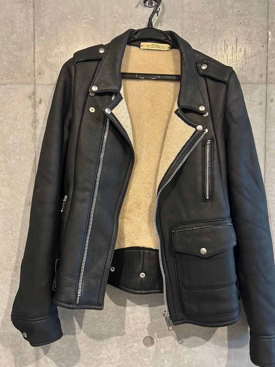 GOLDEN GOOSE ムートンライダースジャケット XXS ブラック 黒 GOLDEN GOOSE ムートンライダースジャケット XXS ブラック 黒
