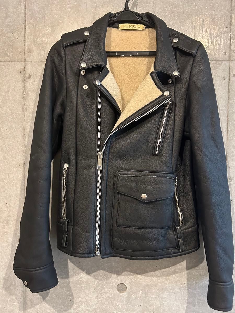 GOLDEN GOOSE ムートンライダースジャケット XXS ブラック 黒 GOLDEN GOOSE ムートンライダースジャケット XXS ブラック 黒