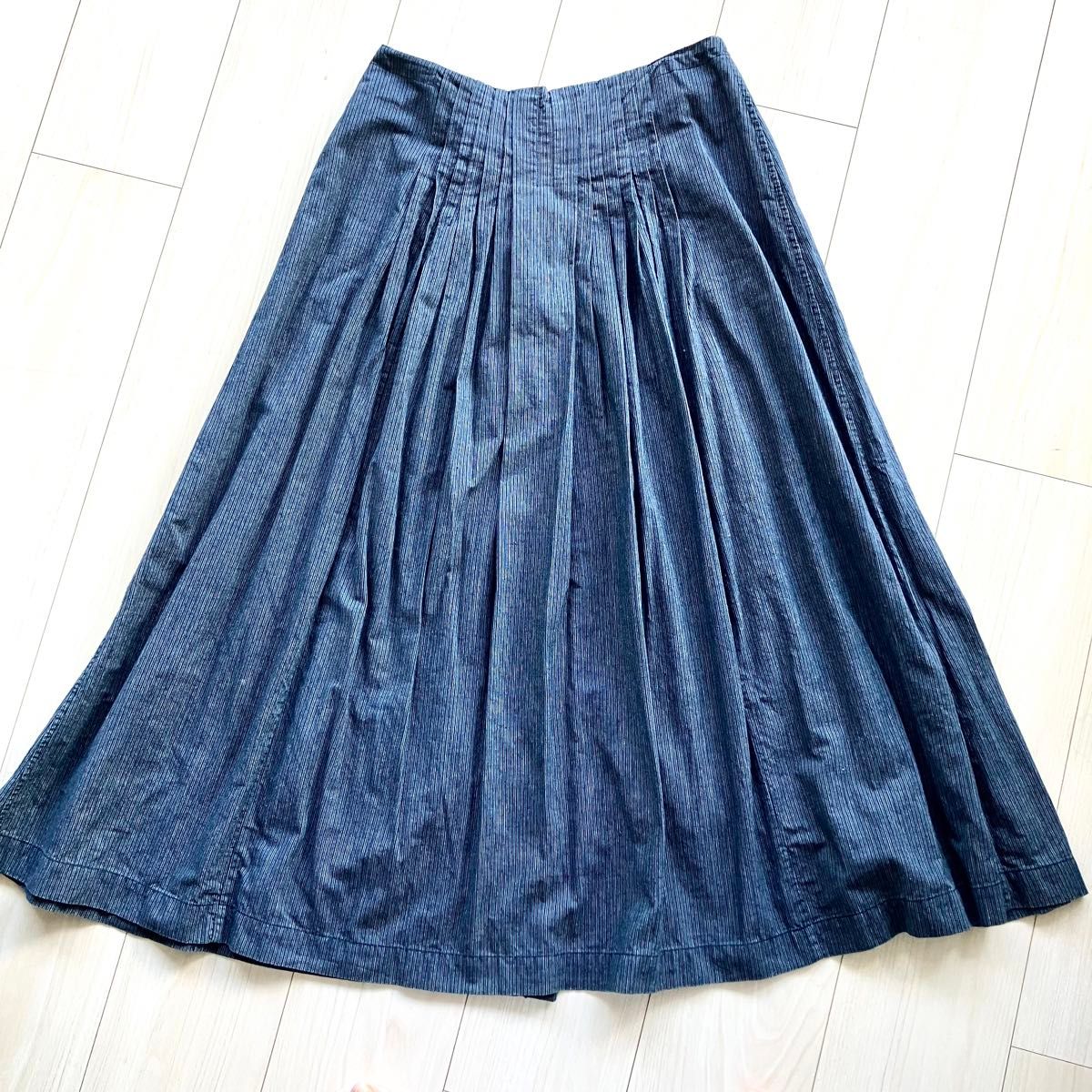 美品【45R 45rpm】インディゴ ギャザースカート フレアスカート 美品【45R 45rpm】インディゴ ギャザースカート フレアスカート