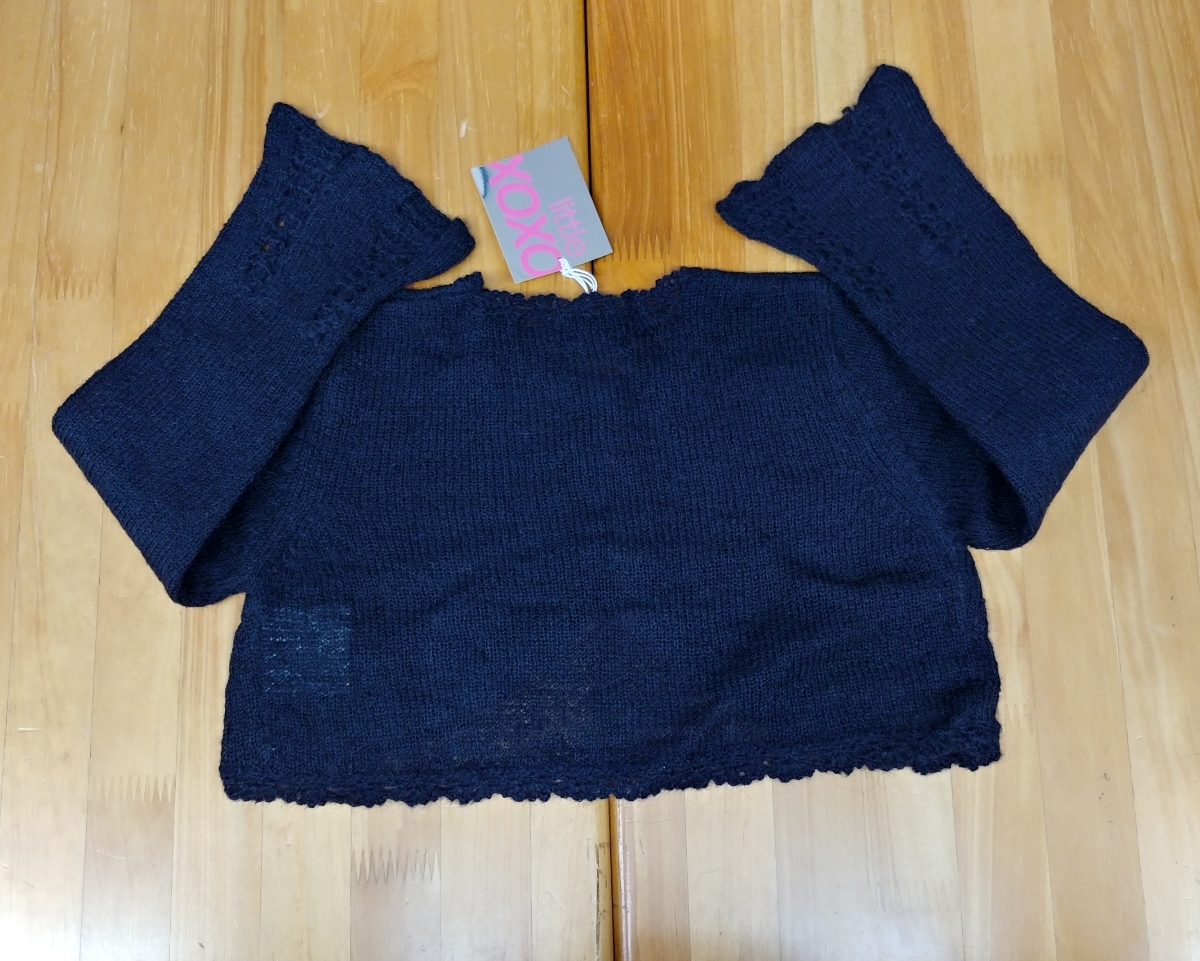 ①[ tag equipped ]Little XOXO* size 120* knitted wool . bolero *Col: black 