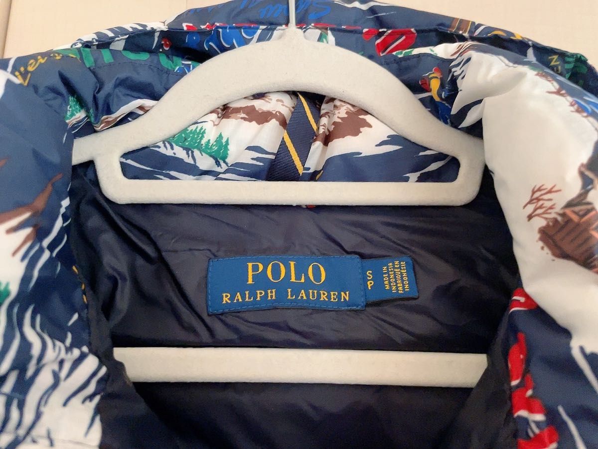 美品】ラルフローレン POLO SKI 総柄 刺繍ロゴ ダウンジャケット 美品】ラルフローレン POLO SKI 総柄 刺繍ロゴ ダウンジャケット