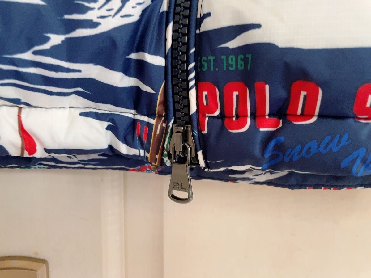 美品】ラルフローレン POLO SKI 総柄 刺繍ロゴ ダウンジャケット 美品】ラルフローレン POLO SKI 総柄 刺繍ロゴ ダウンジャケット