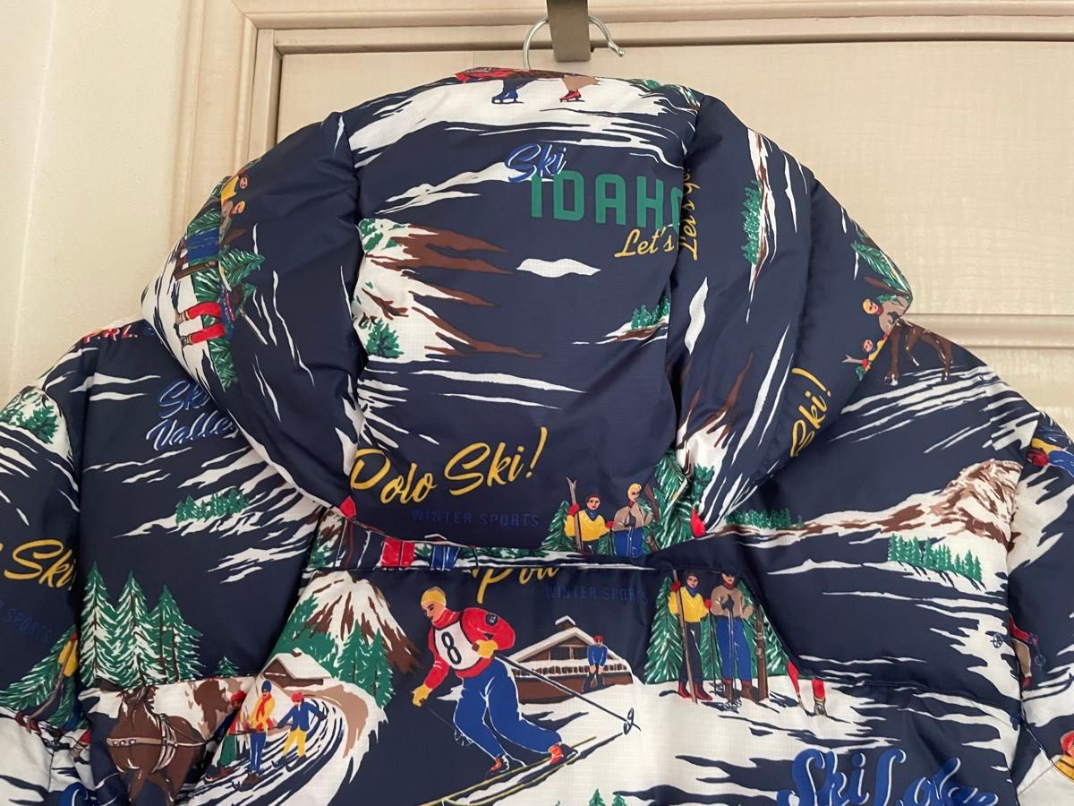 美品】ラルフローレン POLO SKI 総柄 刺繍ロゴ ダウンジャケット 美品】ラルフローレン POLO SKI 総柄 刺繍ロゴ ダウンジャケット