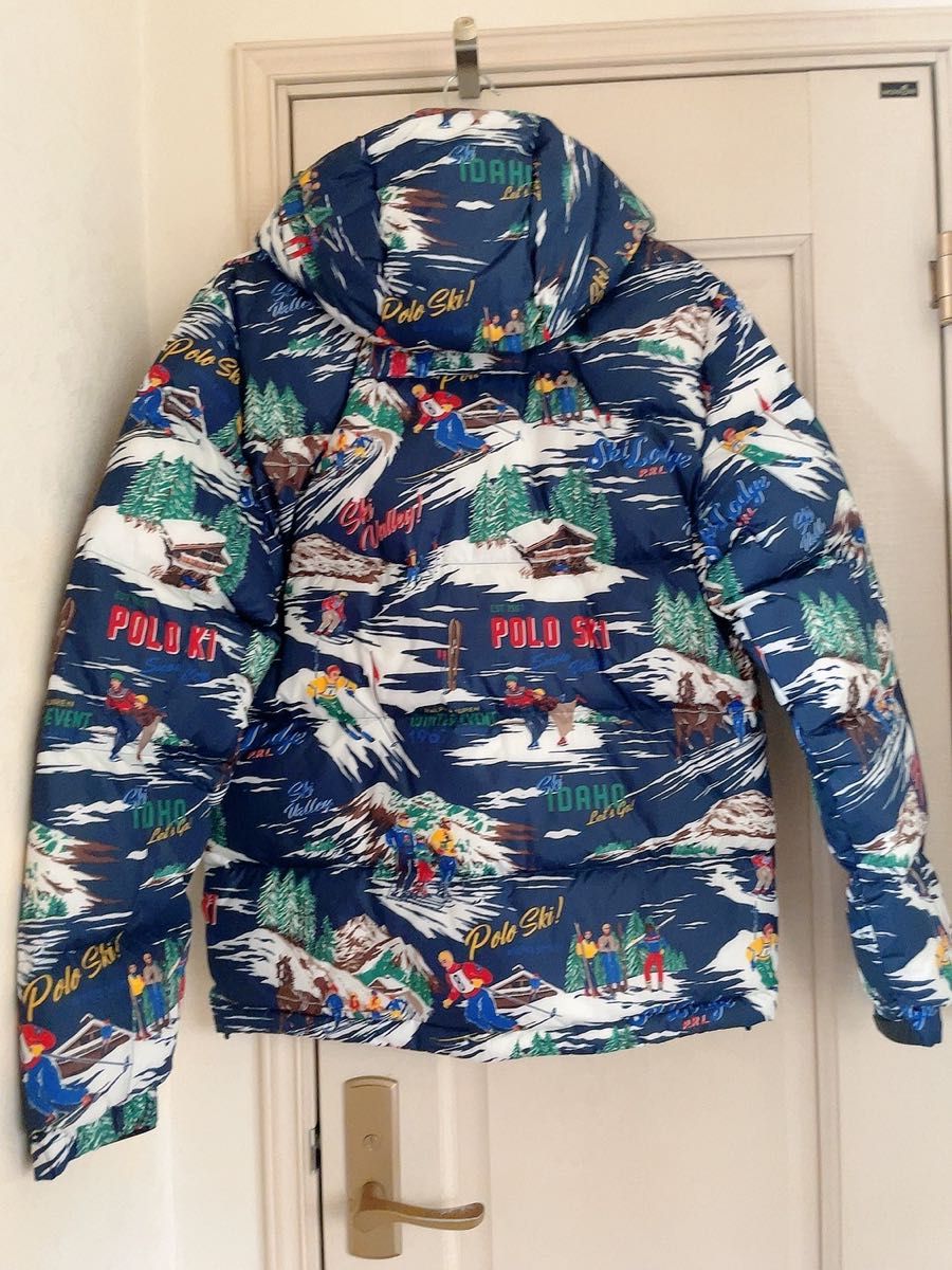 美品】ラルフローレン POLO SKI 総柄 刺繍ロゴ ダウンジャケット 美品】ラルフローレン POLO SKI 総柄 刺繍ロゴ ダウンジャケット