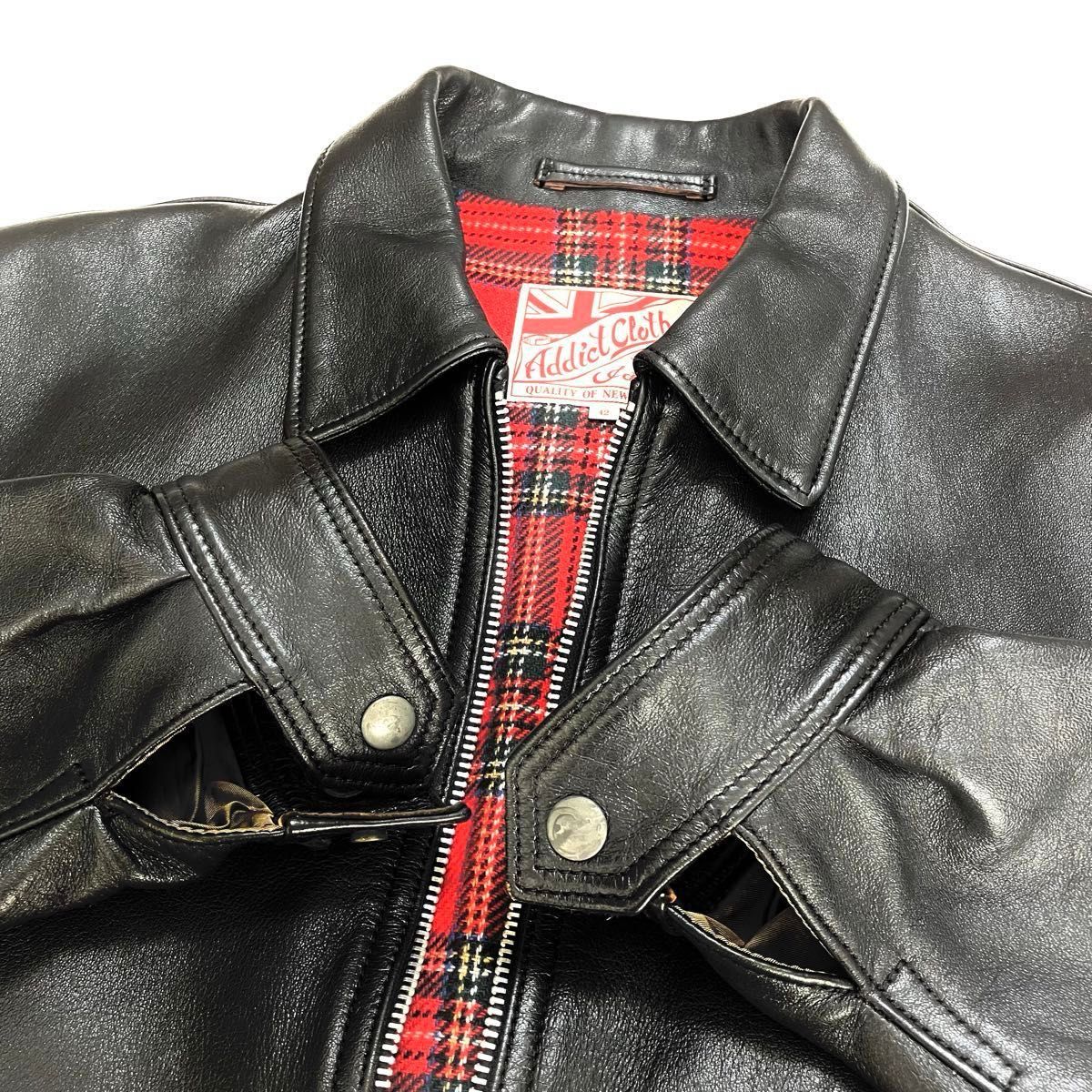 addict clothes AD-00 AD-14 42 レザージャケット 羊革 タグ有り addict clothes AD-00 AD-14 42 レザージャケット 羊革 タグ有り