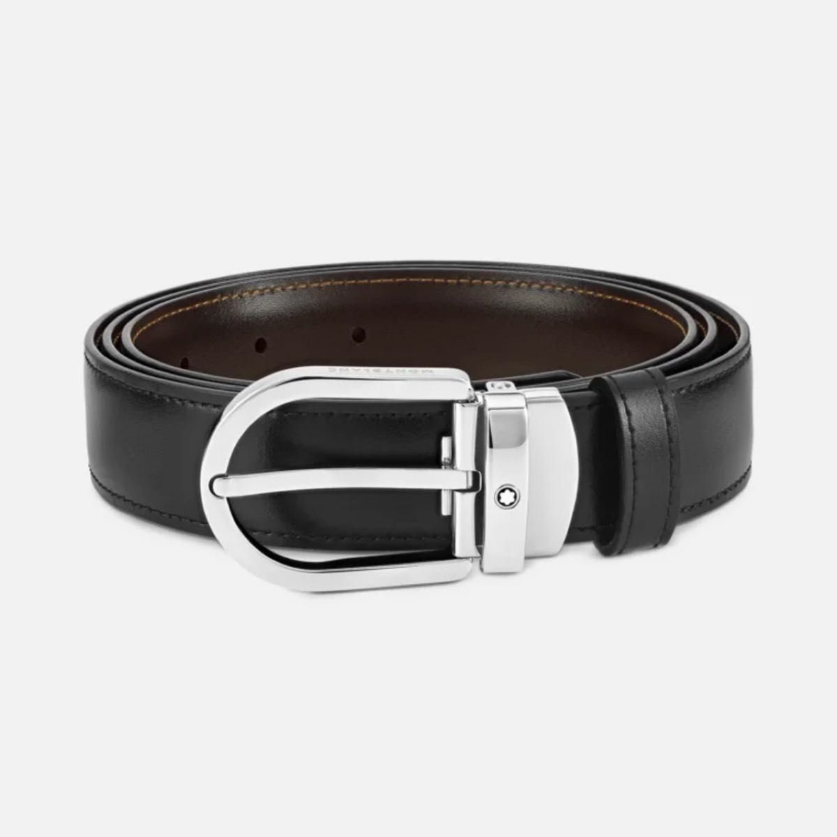 MONTBLANC モンブラン ベルト ホースシューバックル ブラック/ブラウン リバーシブルレザーベルト 30 MM 新品