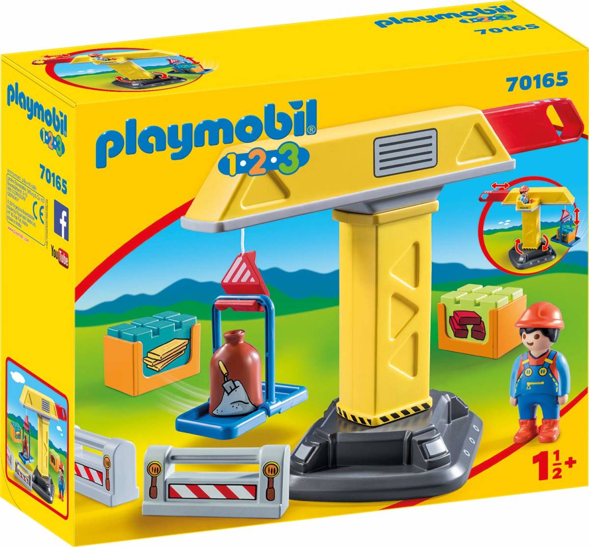 即決！新品 PLAYMOBIL プレイモービル 1.2.3. 70165 建設用クレーン_画像1