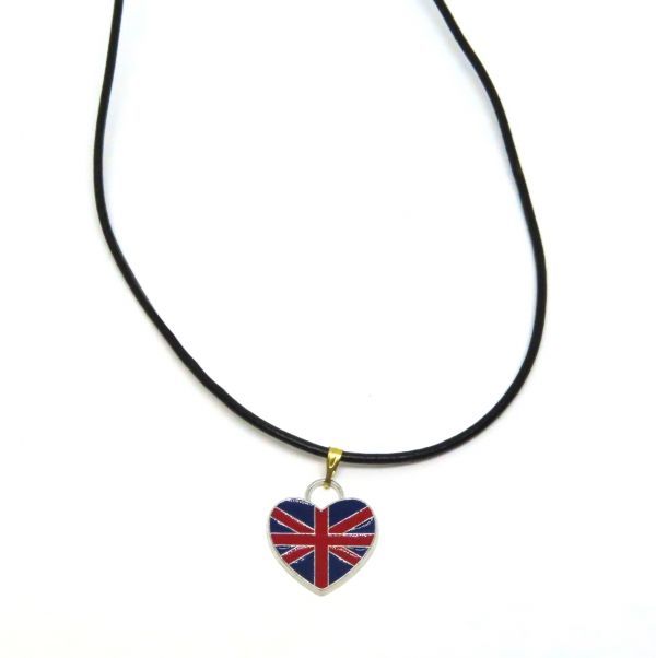  Union Jack Heart pendant choker original leather cord attaching England Britain national flag punk moz goods lock PUNK