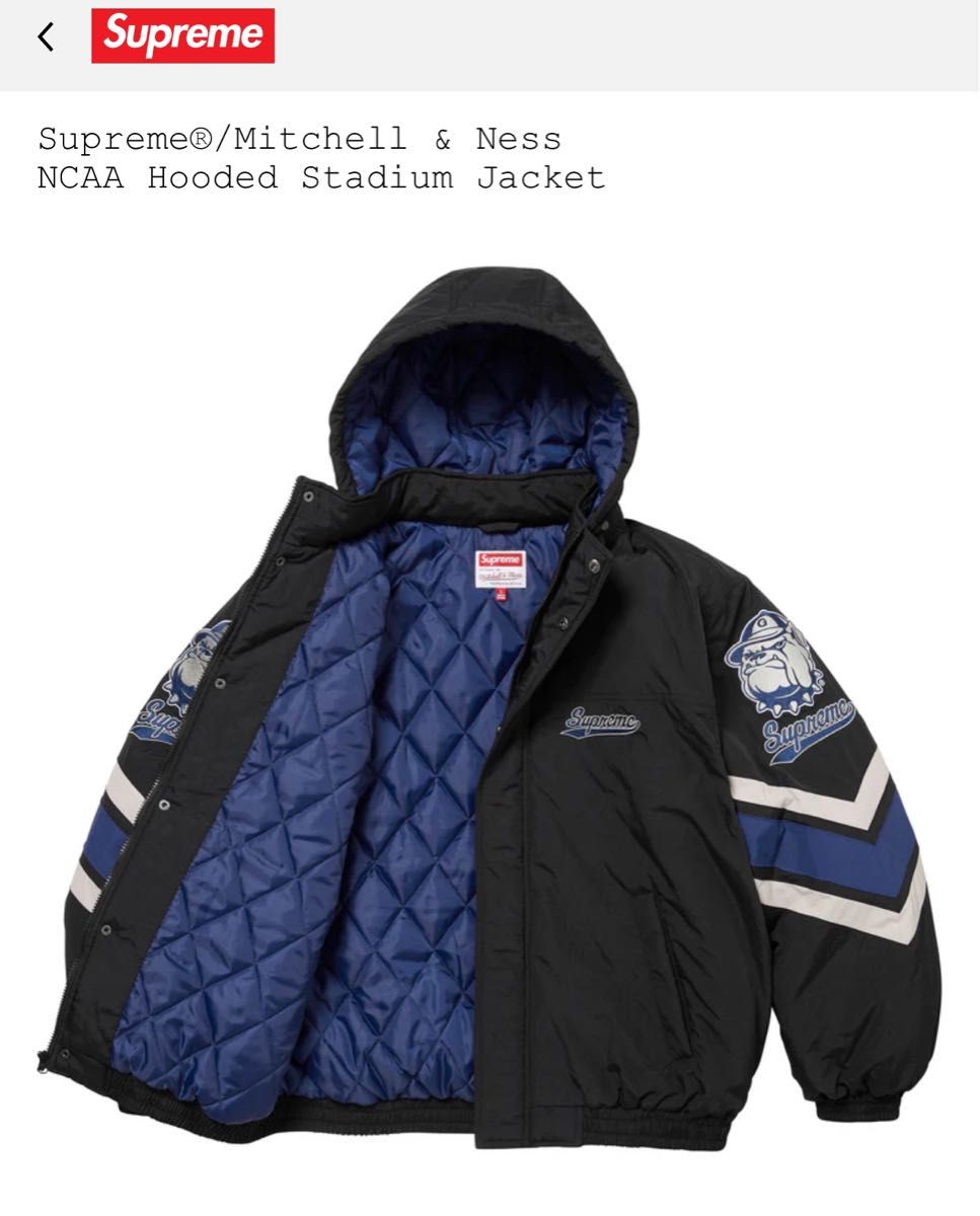 Supreme/Mitchell & Ness NCAA Hooded Stadium Jacket ブラックS Supreme/Mitchell & Ness NCAA Hooded Stadium Jacket ブラックS