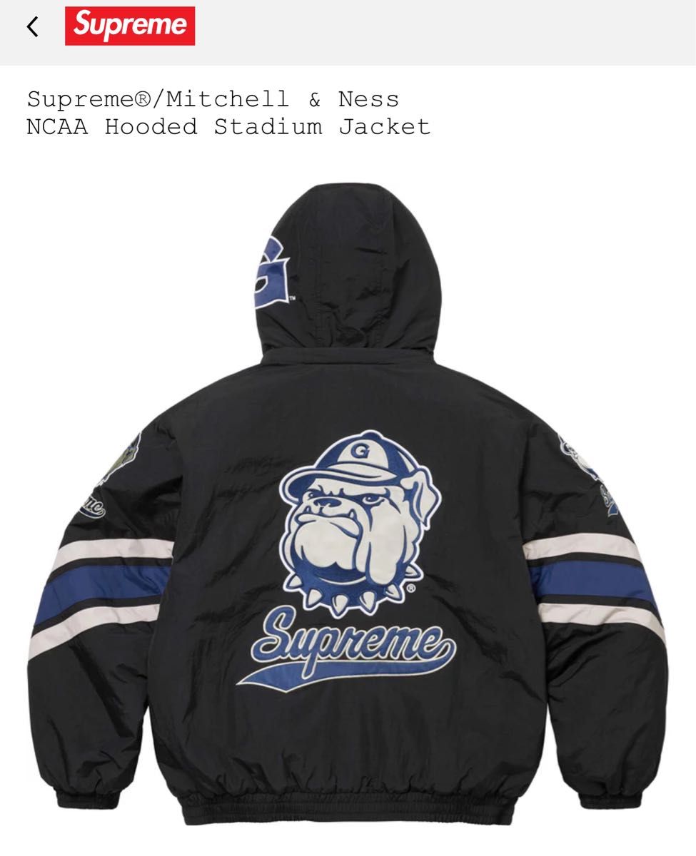 Supreme/Mitchell & Ness NCAA Hooded Stadium Jacket ブラックS Supreme/Mitchell & Ness NCAA Hooded Stadium Jacket ブラックS