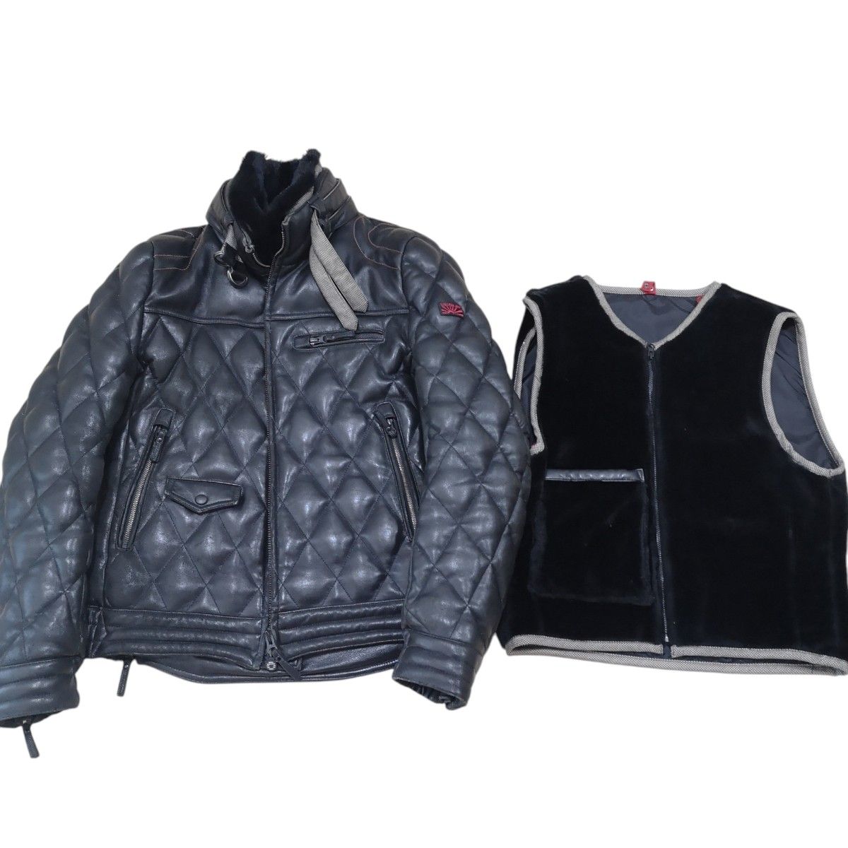 羊革】UNION JAP レザー ダウンジャケット 黒M ライダースジャケット 羊革】UNION JAP レザー ダウンジャケット 黒M ライダースジャケット
