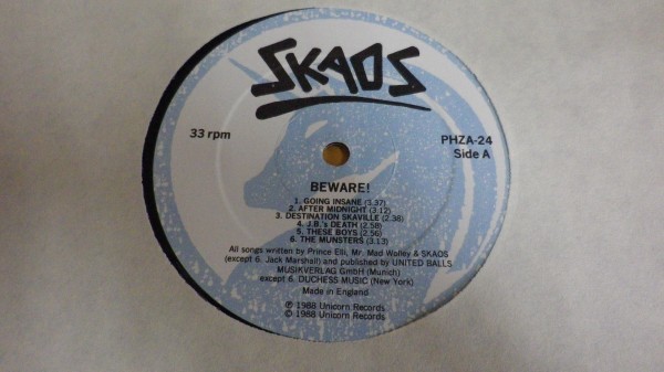 【UK盤LP】SKAOS/Beware! 美品 PHZA24の画像5