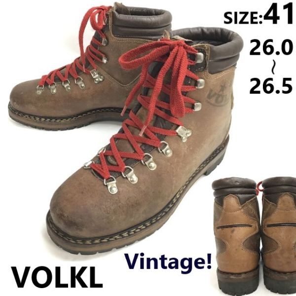 2024年 お歳暮・冬ギフト特集 80s以前?/フォルクル/VOLKL★超重厚本革/トレッキング/重登山靴/マウンテンブーツ【26.0-26.5/茶】雪山/スキーLeather/Boots/shoes◆sZ-213 26.0cm