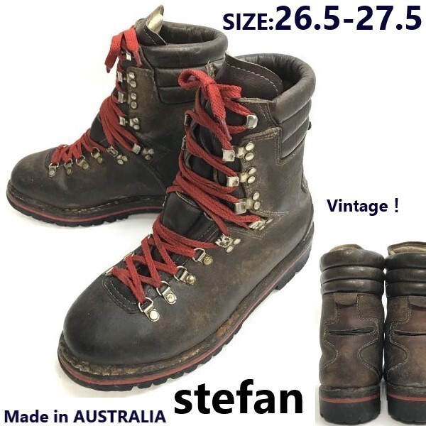 何でも揃う 60s-70s?オーストリア製/Vintage★ステファン/stefan★雪山/重登山/トレッキング/マウンテンブーツ【26.5-27.5/茶】ビブラムソール◆sZ-215 27.0cm