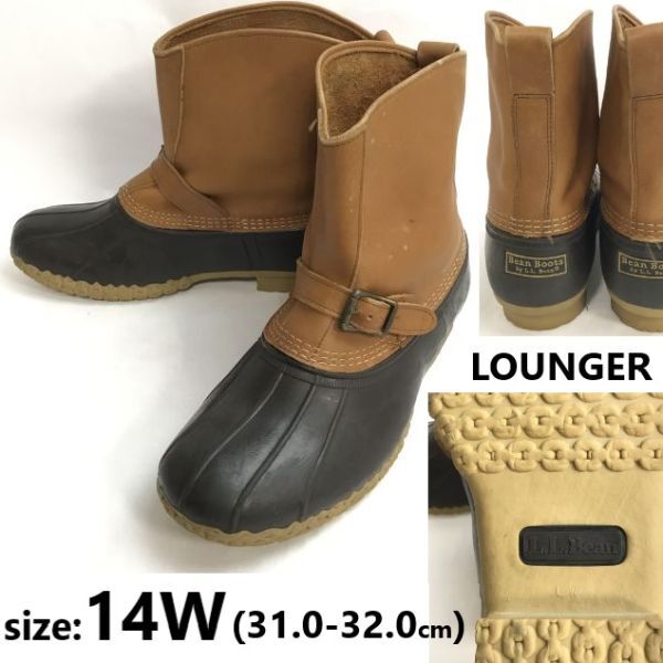 超美品 80s?★L.L.Bean SHOE★LOUNGER/ビーンブーツ/ラウンジャー【14/30.0以上/茶】チェーンソール/Leather/Boots/shoes◆pWB114-6 HUNTING MAINE 男性用