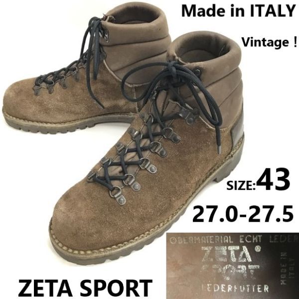 レビュー高評価のおせち贈り物 イタリア製/Vintage★ZETA SPORT/ゼータスポーツ★重厚本革/トレッキングブーツ/登山靴【43/27.0-27.5/茶】Leather/Boots/shoes◆sWB112-11 27.5cm