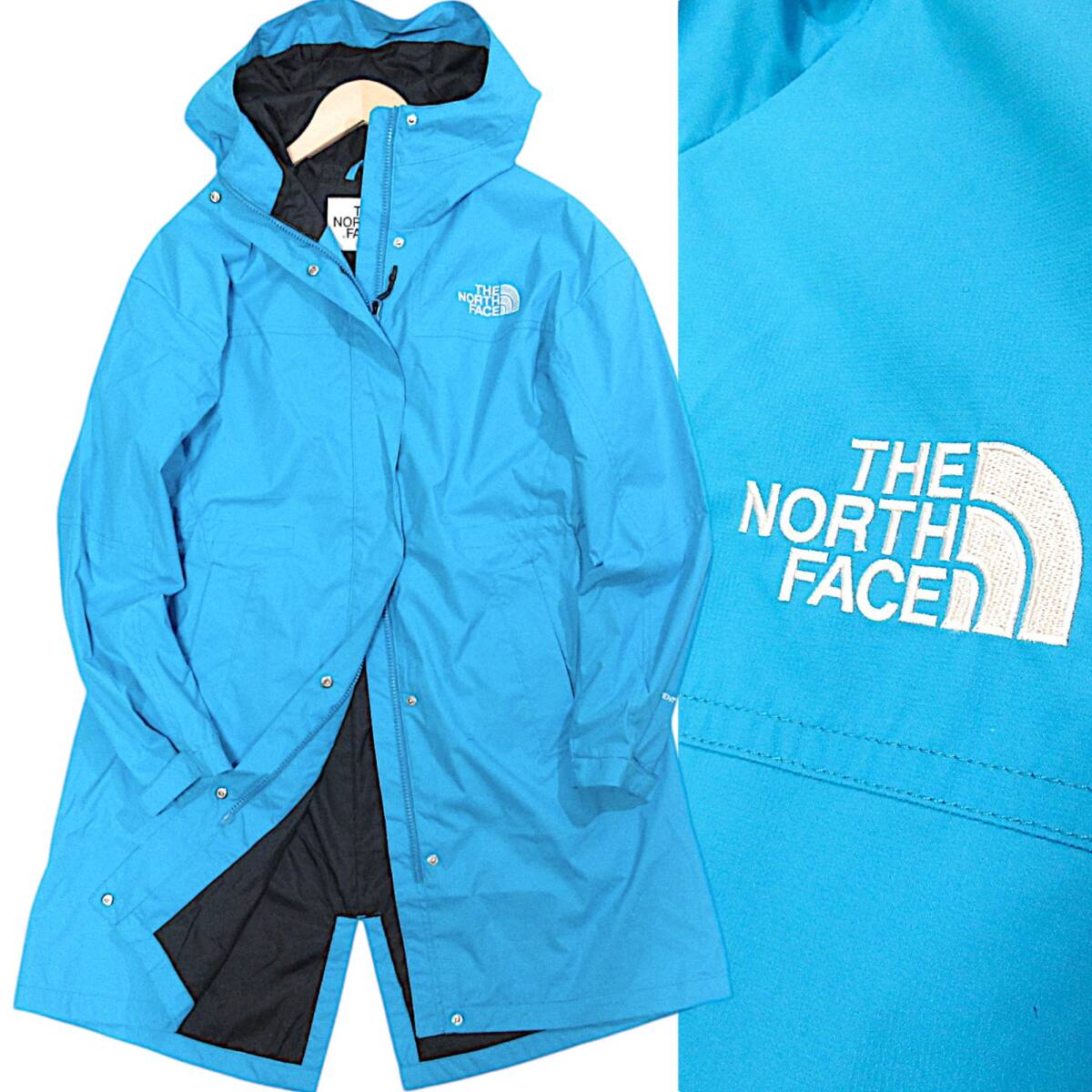 【レディース】新品◆THE NORTH FACE◆防水 透湿 DRYVENT 2レイヤー ロングジャケット マウンテンパーカー S 水色◆ノースフェイス◆J
