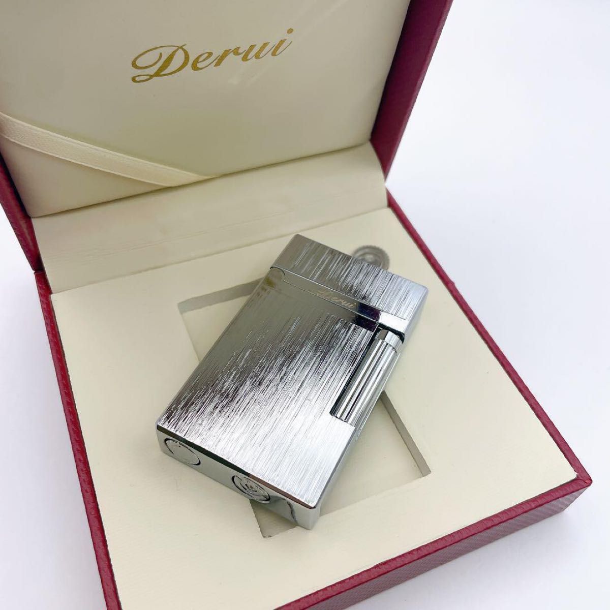 数量限定】Derui ガスライター シルバー ヘアライン デュポン風 数量限定】Derui ガスライター シルバー ヘアライン デュポン風