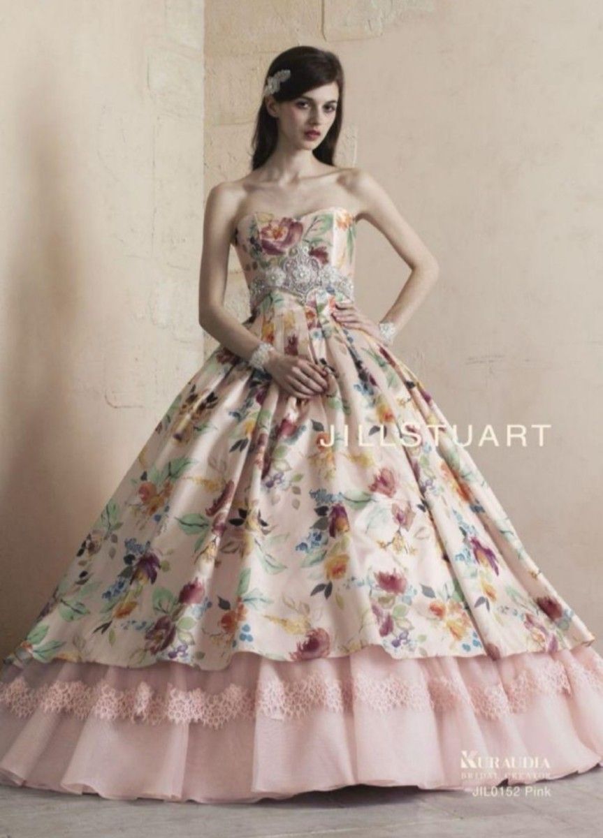 JILL STUART ジルスチュアート カラードレス 花柄 ウエディング JILL STUART ジルスチュアート カラードレス 花柄 ウエディング