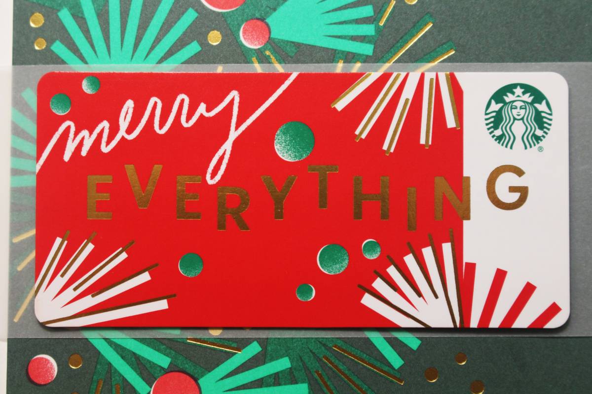 北米スタバカード2019ホリデー限定Everything クリスマス アメリカUSA海外 ミニ紙製スターバックスカード封筒メッセージカード付き_画像3