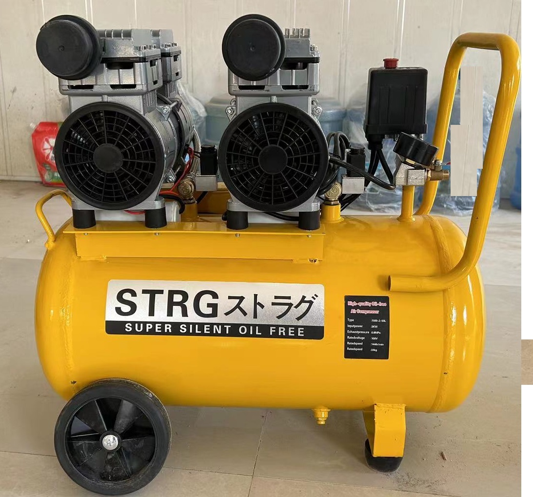オイルレス エアー コンプレッサー ツインモーター 50L タンク付 オイルレス エアー コンプレッサー ツインモーター 50L タンク付