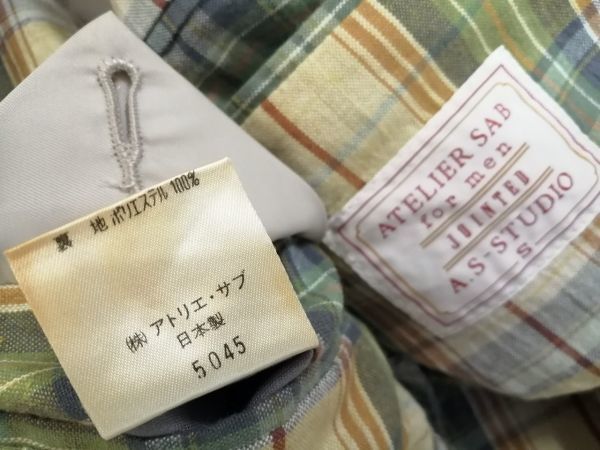 kkyj3275 ■ ATELIER SAB for men ■ アトリエ サブ テーラードジャケット シングル 3つボタン チェック ベージュ系 綿麻 コットンリネン S_画像10