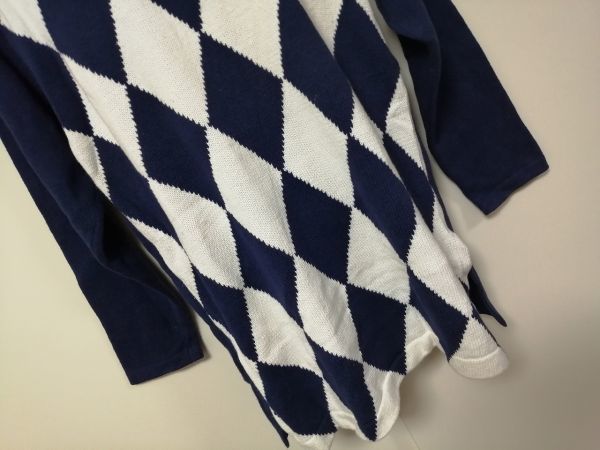kkyj3325 ■ LA PARURE ■ ニット セーター トップス コットン 紺×白 ネイビー Mサイズくらい_画像3