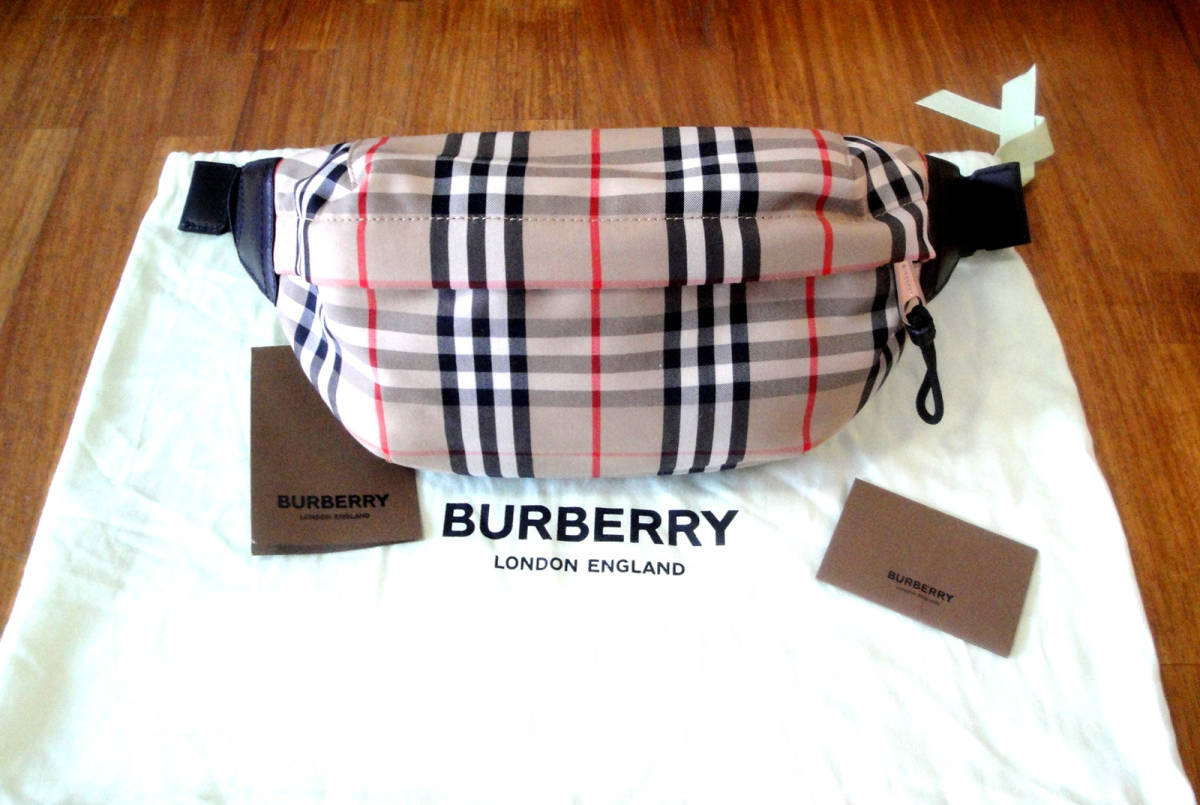 ★BURBERRYバーバリー ヴィンテージチェック ボンデッドコットン バムバッグ未使用品本物　送料込