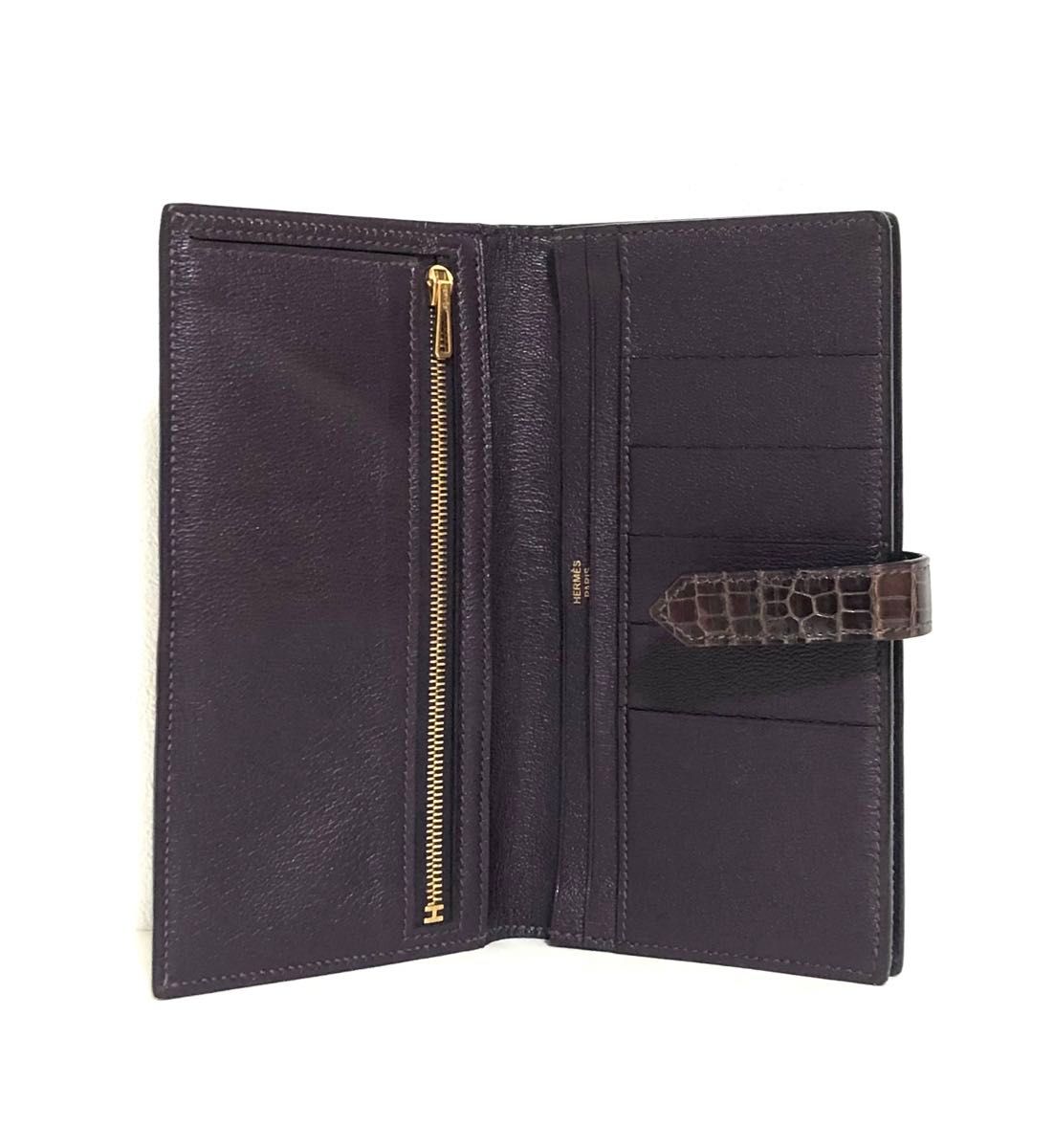 美品 エルメス HERMES クロコダイル アリゲーター クロコ 長財布 美品 エルメス HERMES クロコダイル アリゲーター クロコ 長財布