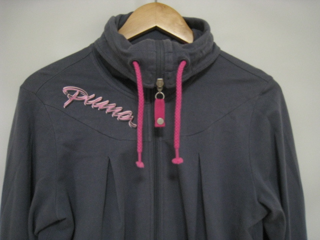 PUMA プーマ トレーナー 上着 長袖 ジップアップ 紫 パープル ピンク Mサイズ ロゴ_画像3