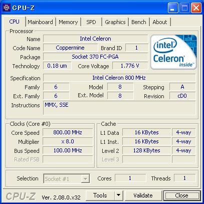 INTEL Celeron 800 MHz Socket370 Coppermine-128 used normal goods 