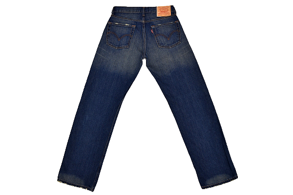 K-0799★新品★Levi's リーバイス OL553-0003★色落ち抜群 鬼ひげ縦落ちヴィンテージ加工 濃紺インディゴTABデニム ストレートジーンズ W29_画像3