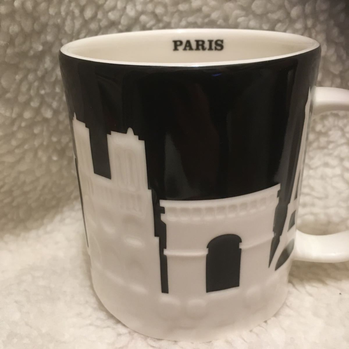 ★新品 未使用 激レア 限定品 スターバックス パリ フランス マグカップ エンボス　PARIS 海外 ノートルダム エッフェル塔 凱旋門_画像2