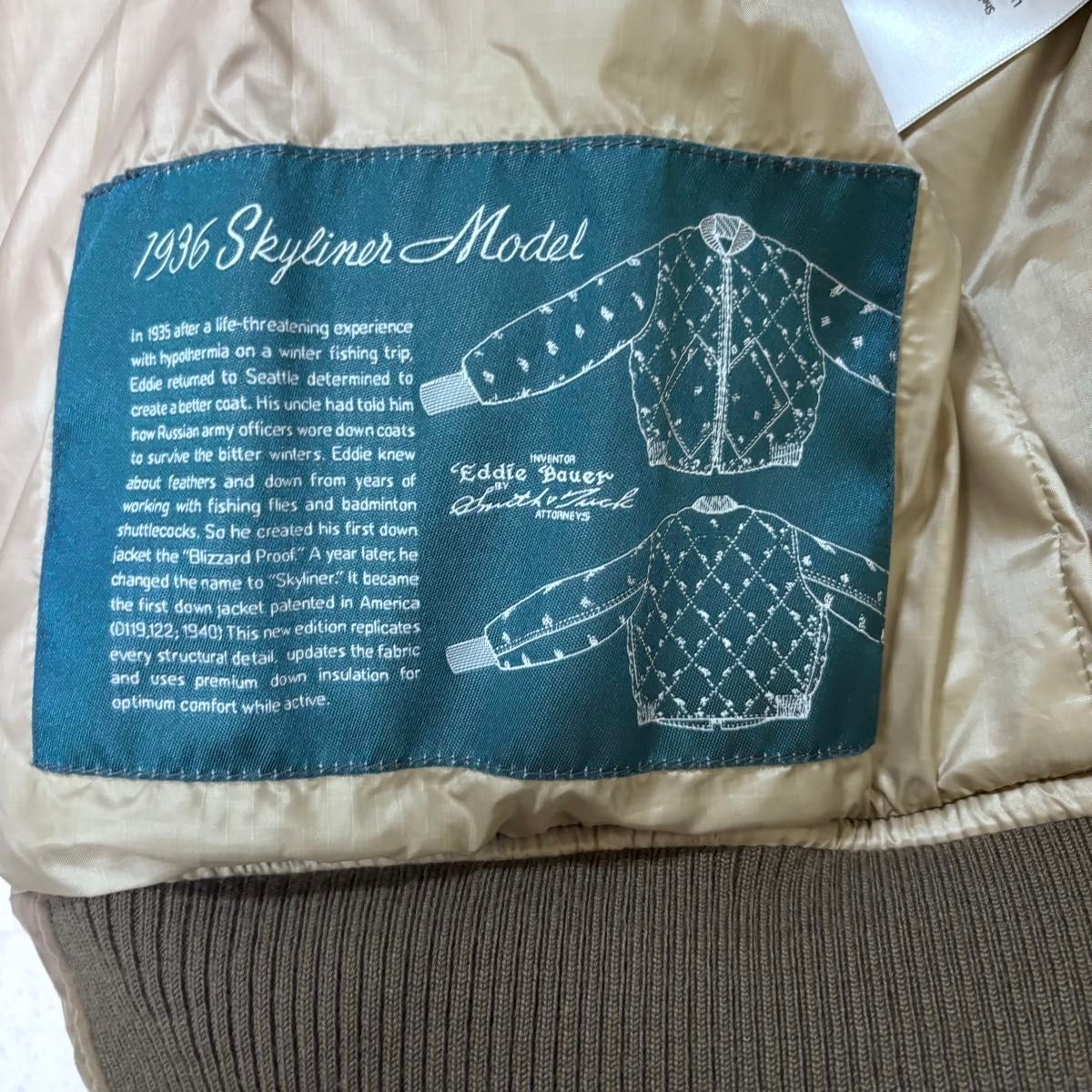Eddie Bauer スカイライナー 日の出タグ 復刻 カーキ xs Eddie Bauer スカイライナー 日の出タグ 復刻 カーキ xs